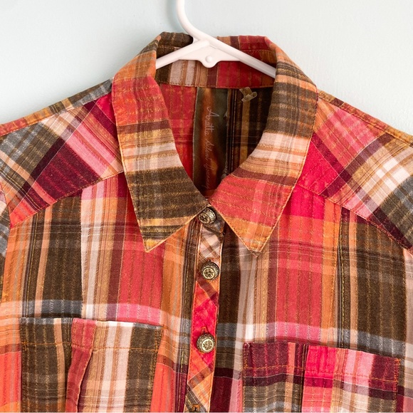 S O L D : Anthropologie Aratta Silent Journey Flannel Plaid Floral Dress - Picture 4 of 17